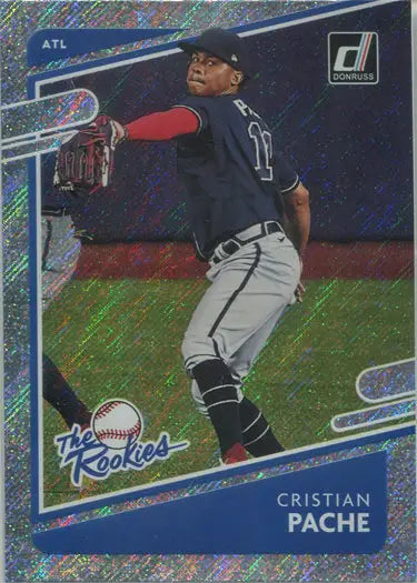 Baseball trading card of Cristian Pache in dark uniform, Rapture Parallel Card
