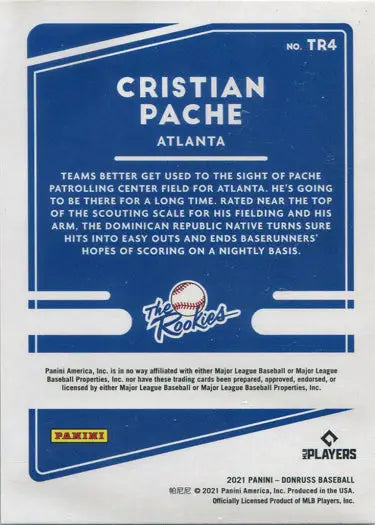 Baseball trading card of Cristian Pache from Atlanta, featuring Rapture Parallel design
