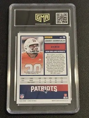 Gem Mint Andres Borregales graded football trading card in Panini GMA lot