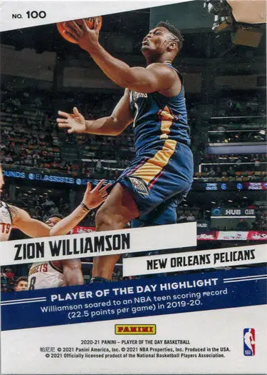 Basketball player mid-air reaching for the ball on Panini Player of the Day Base Card