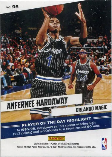 Basketball player in Orlando Magic jersey shooting a ball on Panini parallel base card