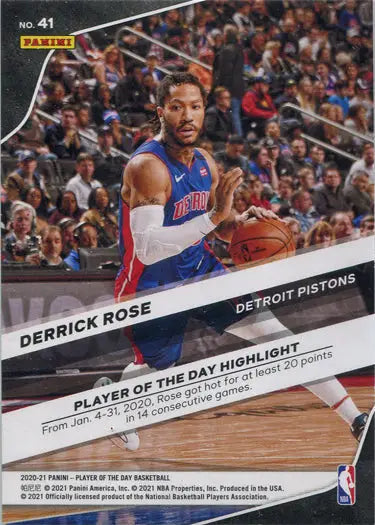 Basketball trading card of Derrick Rose in action, Panini Tango Parallel Card 41