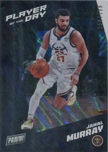 Basketball trading card of Jamal Murray in white uniform, Panini Lava Parallel Base