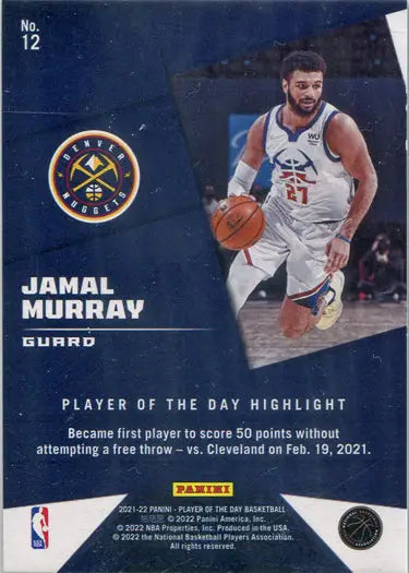 Basketball trading card of Jamal Murray in action, showcasing Lava Parallel Base design