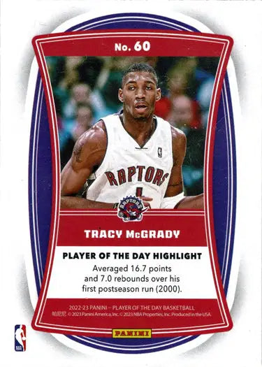 Basketball trading card of Tracy McGrady in white jersey, orange foil parallel collectible