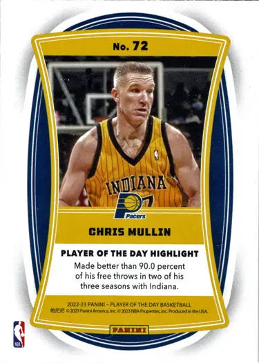 Basketball trading card featuring Chris Mullin from Indiana Pacers, orange foil parallel