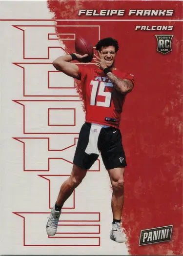 Football player trading card of Feleipe Franks in red jersey, number 15, base card