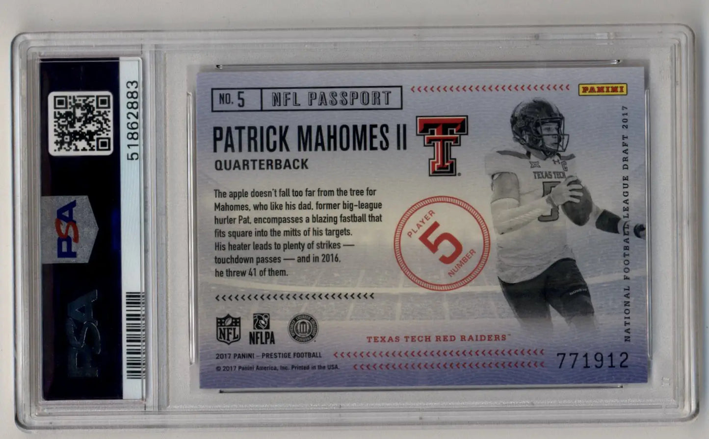 Patrick Mahomes 2017 Prestige NFL Passport #5 PSA 10 Gem Mint - Singles