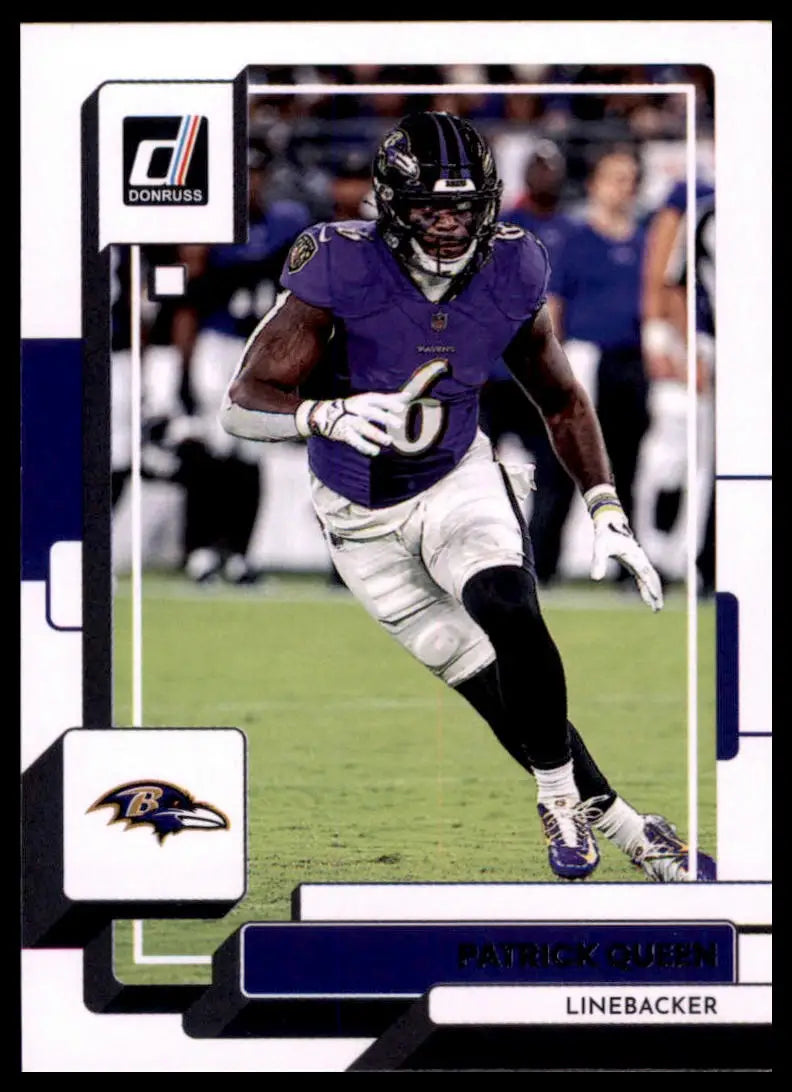Patrick Queen football card from 2022 Donruss Baltimore Ravens series