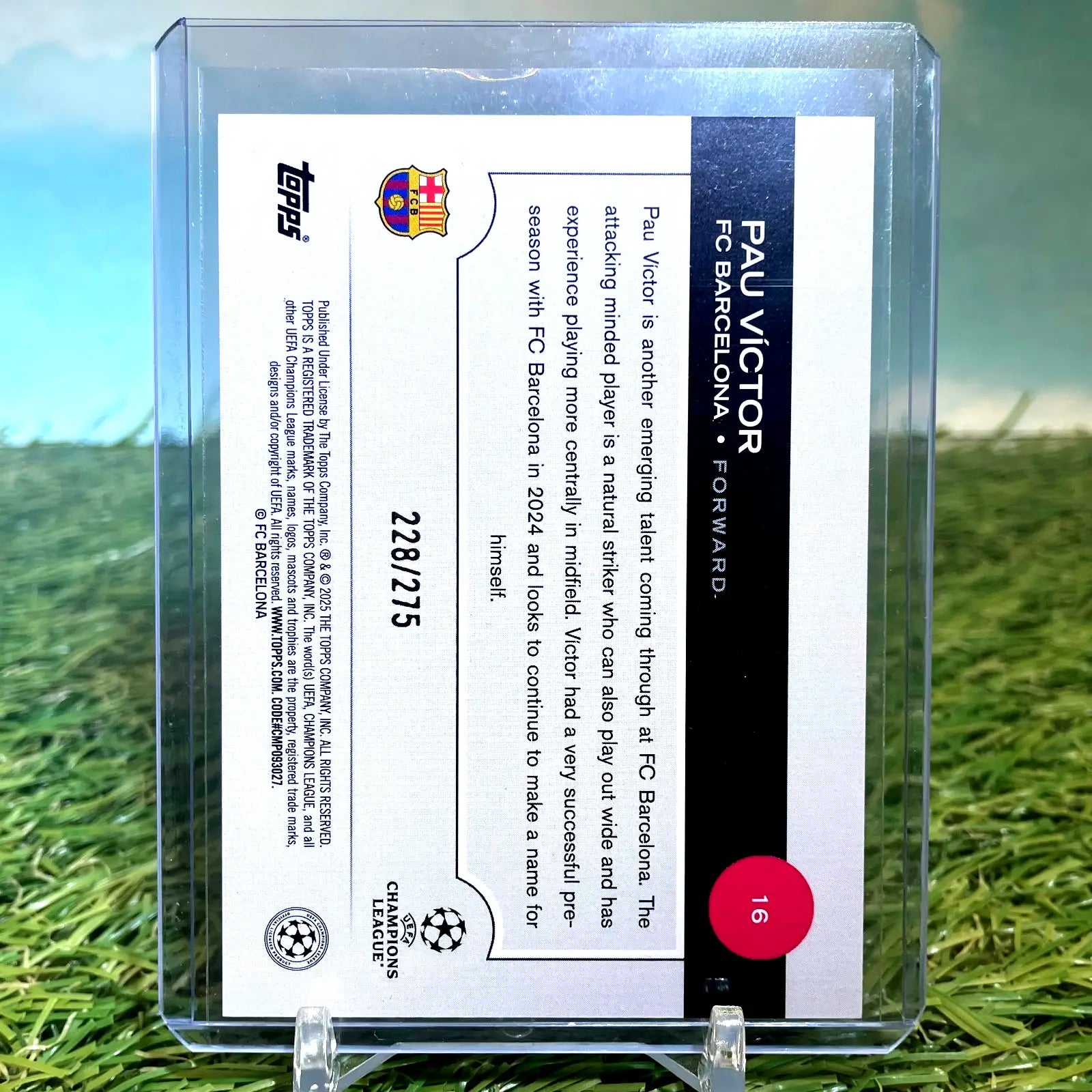 Pau Victor FC Barcelona trading card in Topps Chrome UEFA Navy Blue Refractor /275