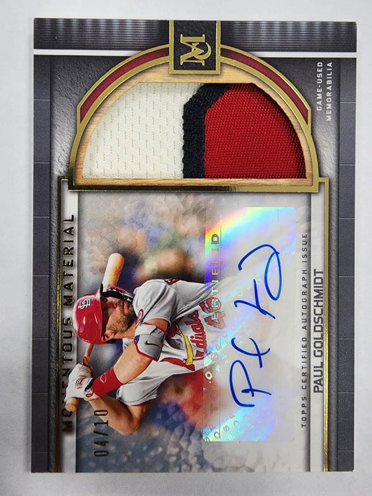 Paul Goldschmidt 2023 Topps Museum Collection Jumbo Patch Auto with jersey patches and autograph