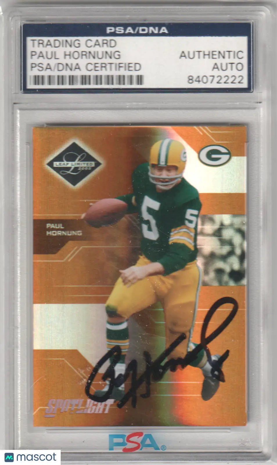 PSA-graded Paul Hornung autographed football card from Leaf Limited at Columbia Hobby