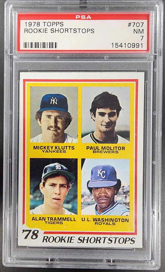 1978 Topps Baseball card featuring Paul Molitor and Alan Trammell in graded case
