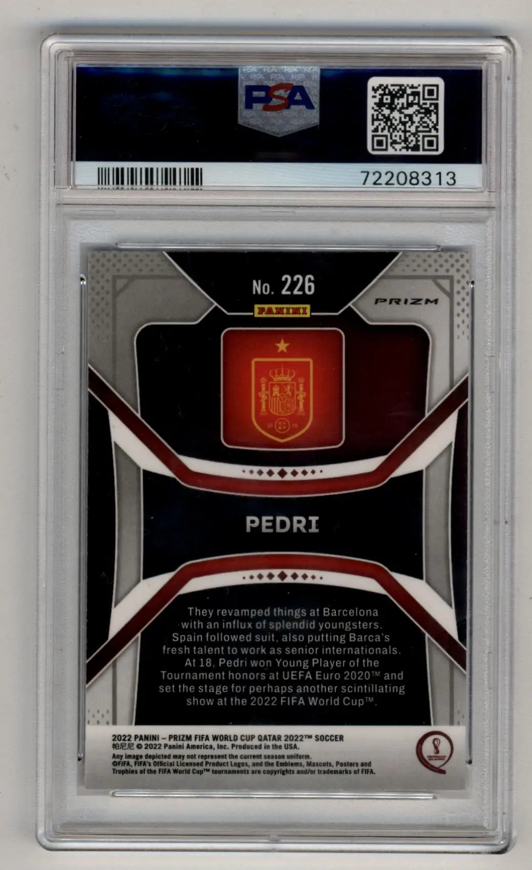 Pedri 2022 Prizm World Cup Qatar #226 Zebra Choice PSA 9 Mint - Singles