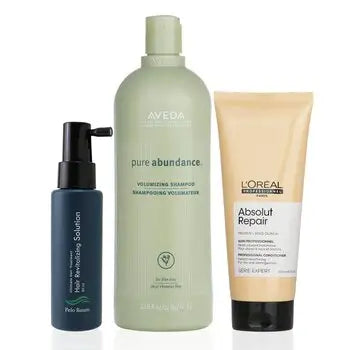 Pelo Baum Hair Revitalizing Solution 60ml + Aveda Volumizing Shampoo 1000ml + L’Oreal Resurfacing Conditioner 200ml
