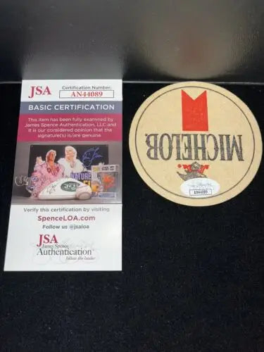 Peter McNab Signed Michelob Beer Coaster with Authentication Card for Collectors