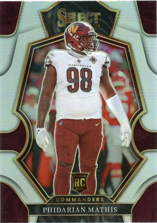 Football trading card of Phidarian Mathis rookie in Washington Commanders Panini Select Premier