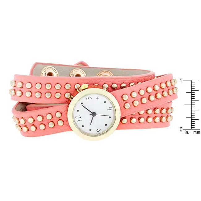 Pink Mini Studded Wrap Watch - Watches
