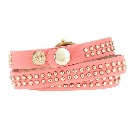 Pink Mini Studded Wrap Watch - Watches