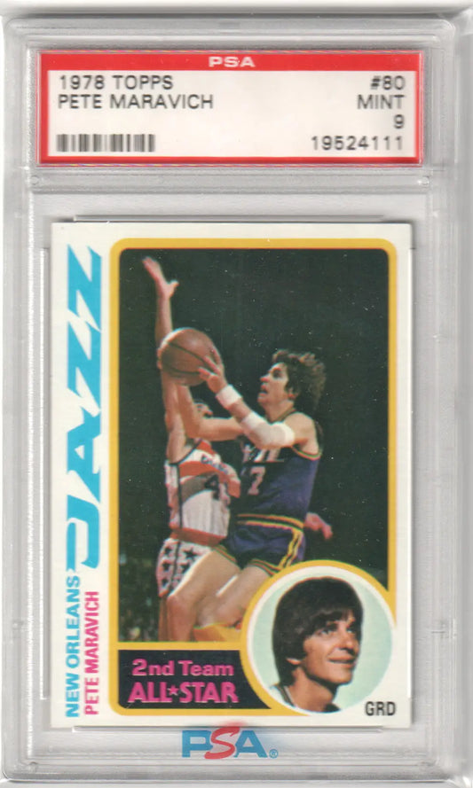 Graded Pete Maravich basketball card Pistol Pete Maravich 1978 Topps PSA 9 MINT from Columbia Hobby