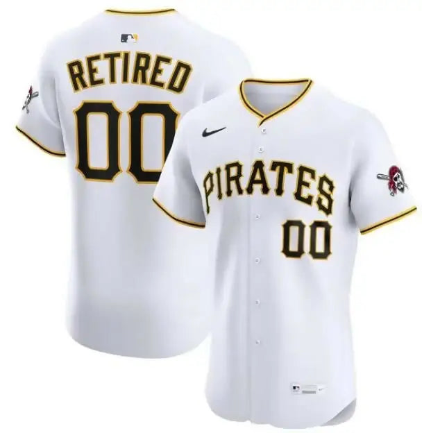 White Pittsburgh Pirates Nike Home Elite Pick-A-Player Retired Roster Jersey displayed in product image