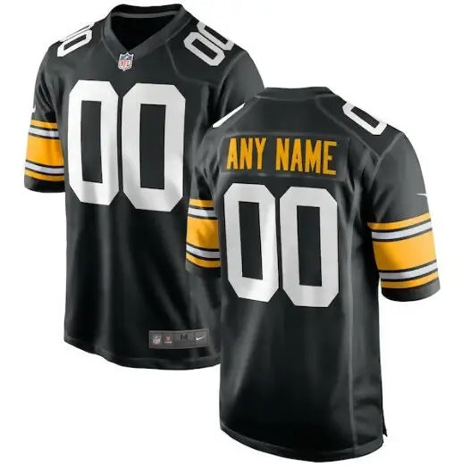 Black and yellow Pittsburgh Steelers Nike alternate custom game jersey with white numbers and nameplate