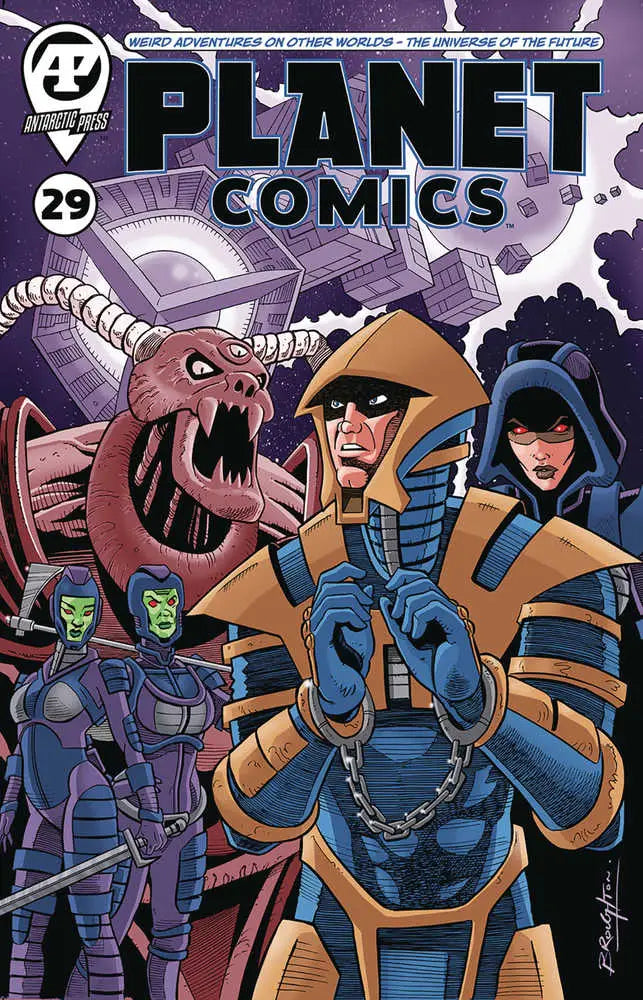 Comic book cover of Planet Comics #29 with Shaman Kane battling an alien creature