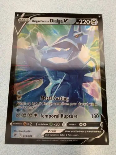 Origin Forme Dialga V Pokémon card from Astral Radiance Dialga Palkia store promo