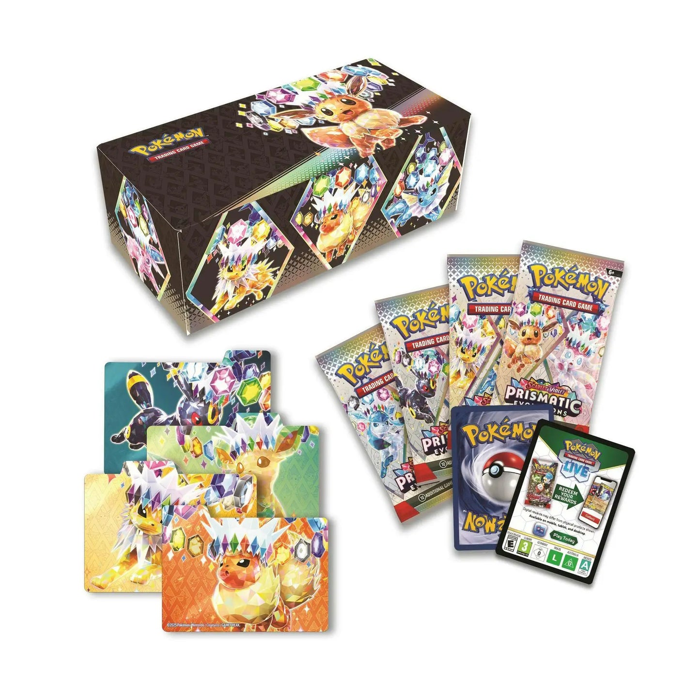 Pokémon Scarlet & Violet Prismatic Evolutions Surprise Box with promo cards and booster packs