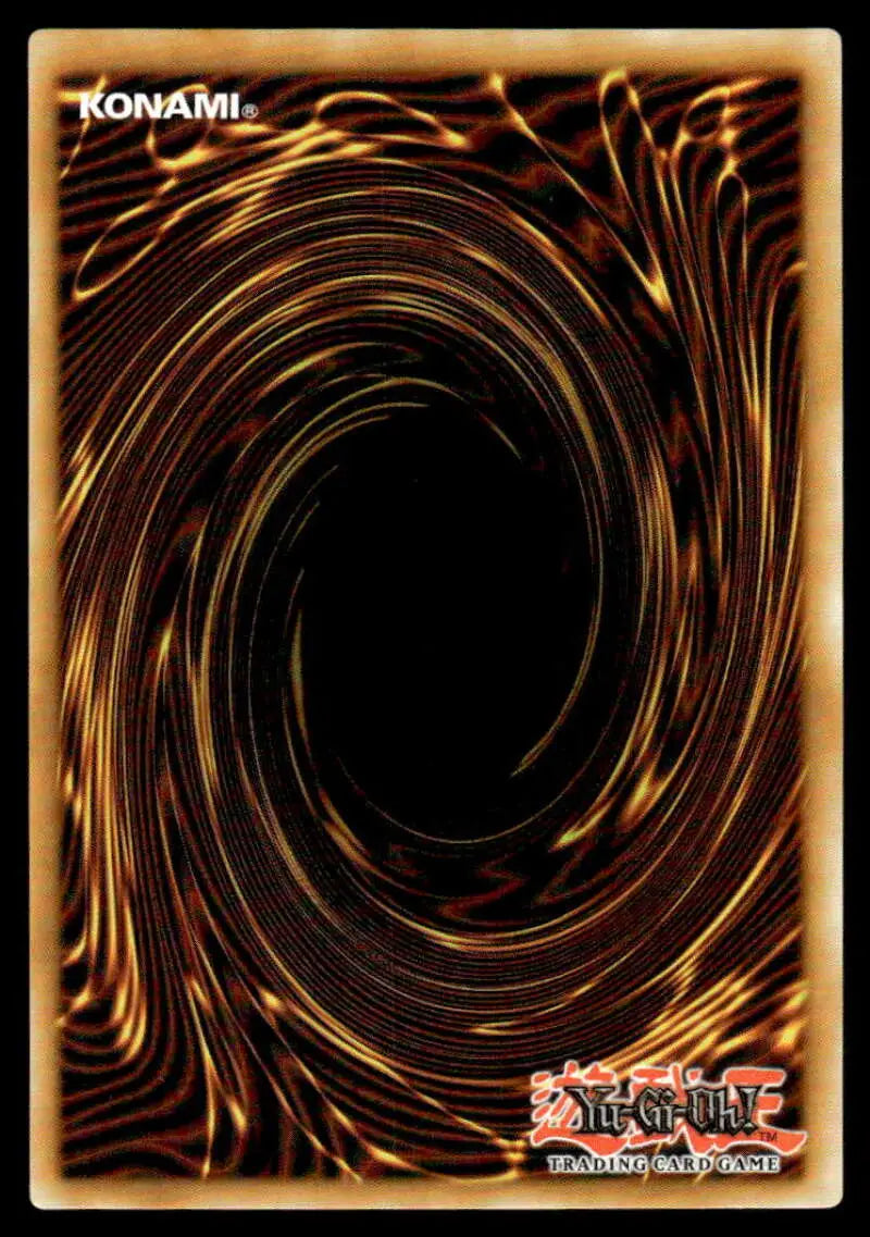 Back design of the Melffy Pinny card featuring a brown and gold spiral vortex pattern