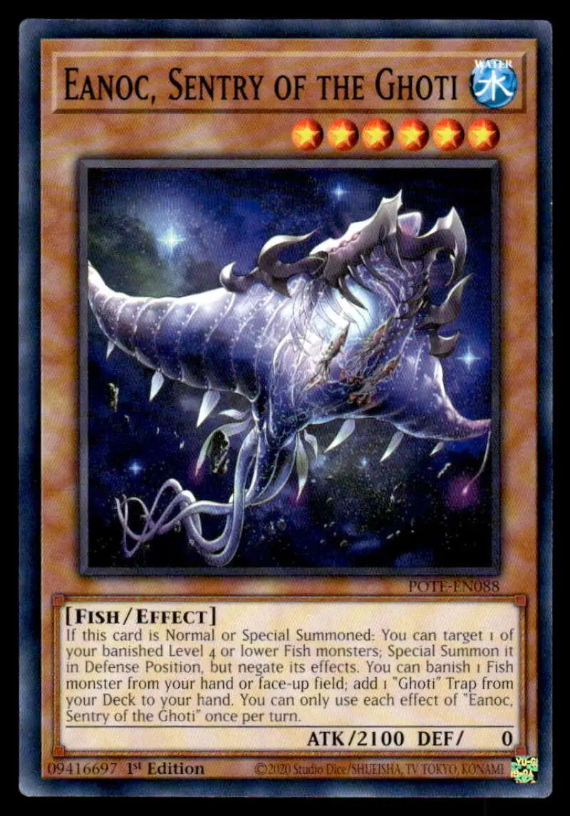 Metallic serpentine creature with glow, featured in Power of the Elements Ghoti YuGiOh trading card