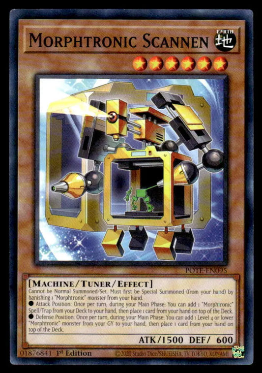 Robotic scanning device with yellow-gold frame in Morphtronic Scannen YuGiOh card