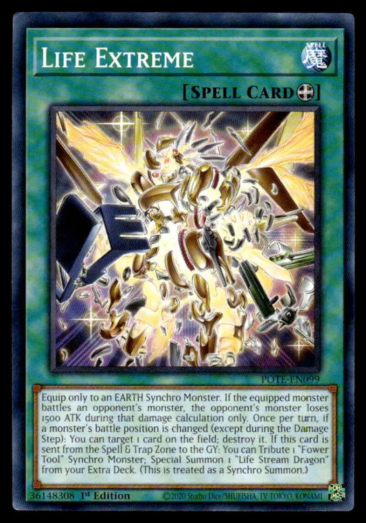 Life Extreme Yu-Gi-Oh trading card with a burst of golden light and energy