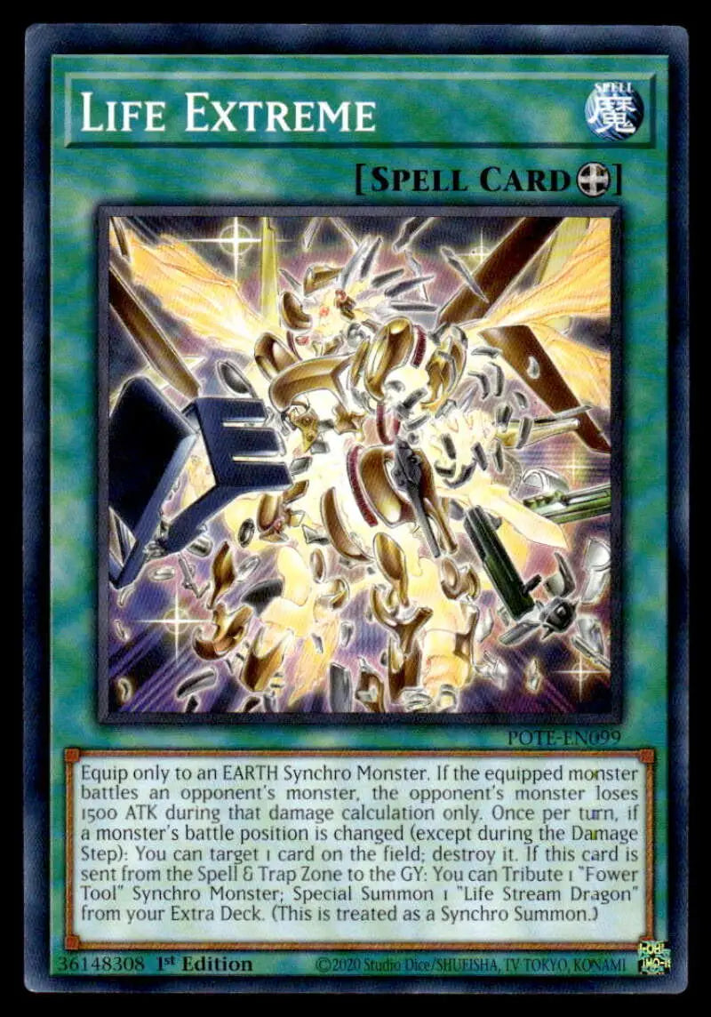 Life Extreme card from Power of the Elements featuring a burst of golden energy