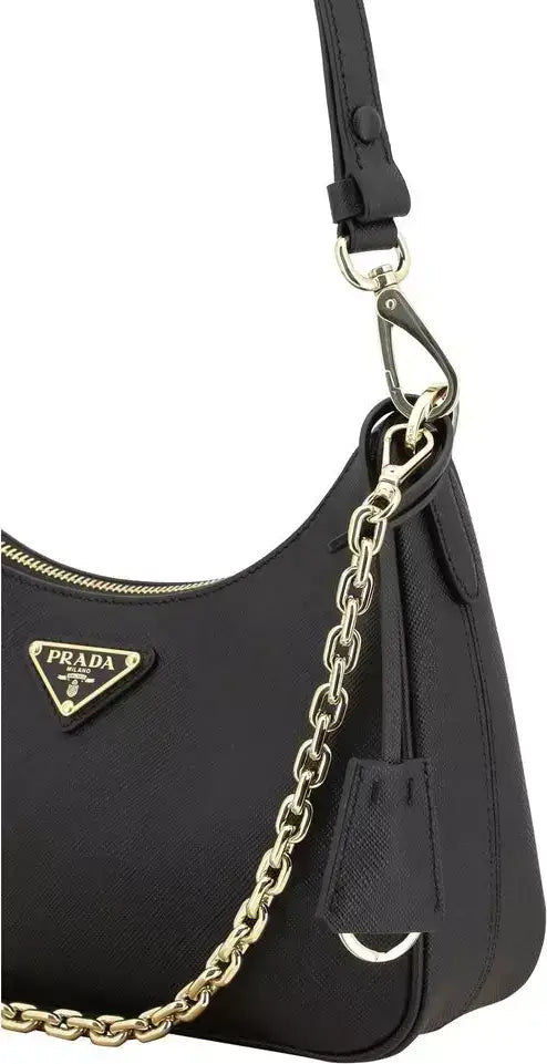 PRADA Lux Black Leather Shoulder Bag – Designer Handbag for Women - Handbags