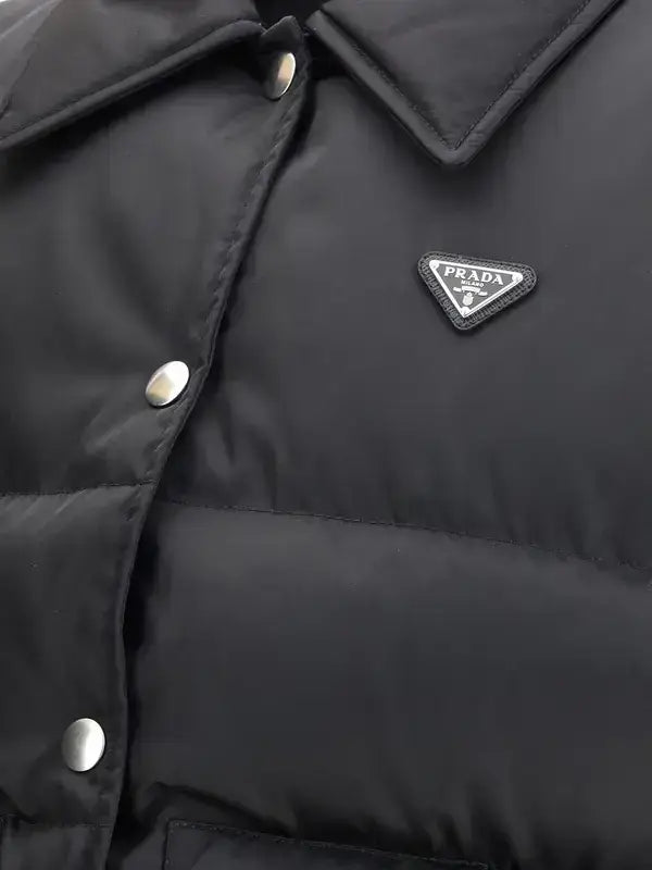 Black Puffer Jacket with Triangular Prada Logo from PRADA Women’s Padded Re-Nylon Vest