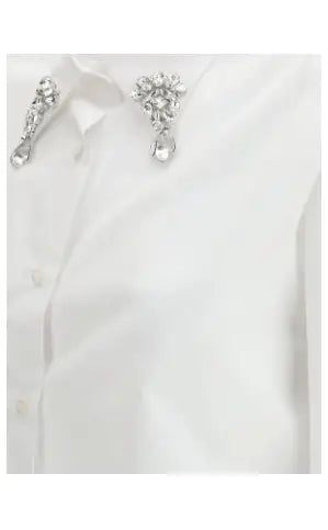 PRADA women’s white Cotton adorned collar shirt - Shirts
