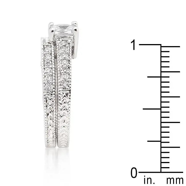 Princess Cut Filigree Bridal Ring Set - Rings