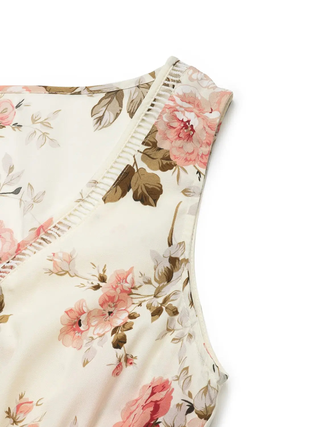 Printed Ruffled Hem V-Neck Sleeveless Dress - dress
