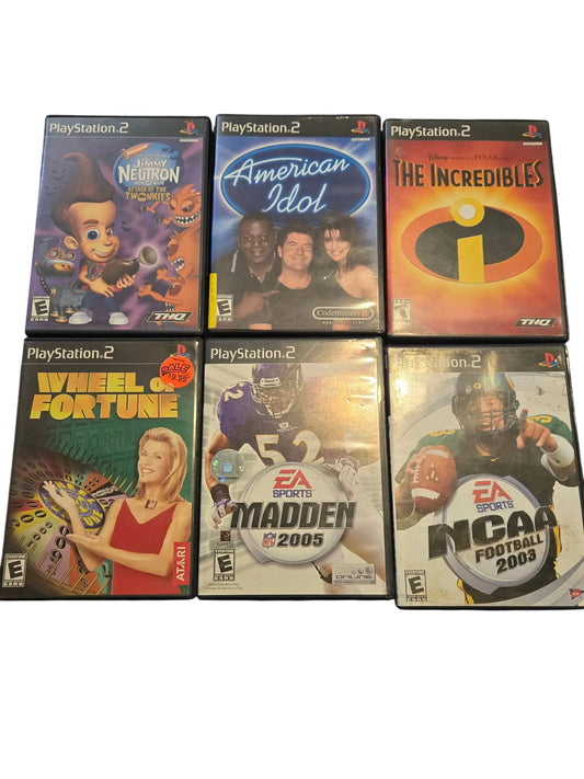 PS2 Games Lot featuring The Incredibles American Idol Jimmy Neutron Madden NCAA 2003