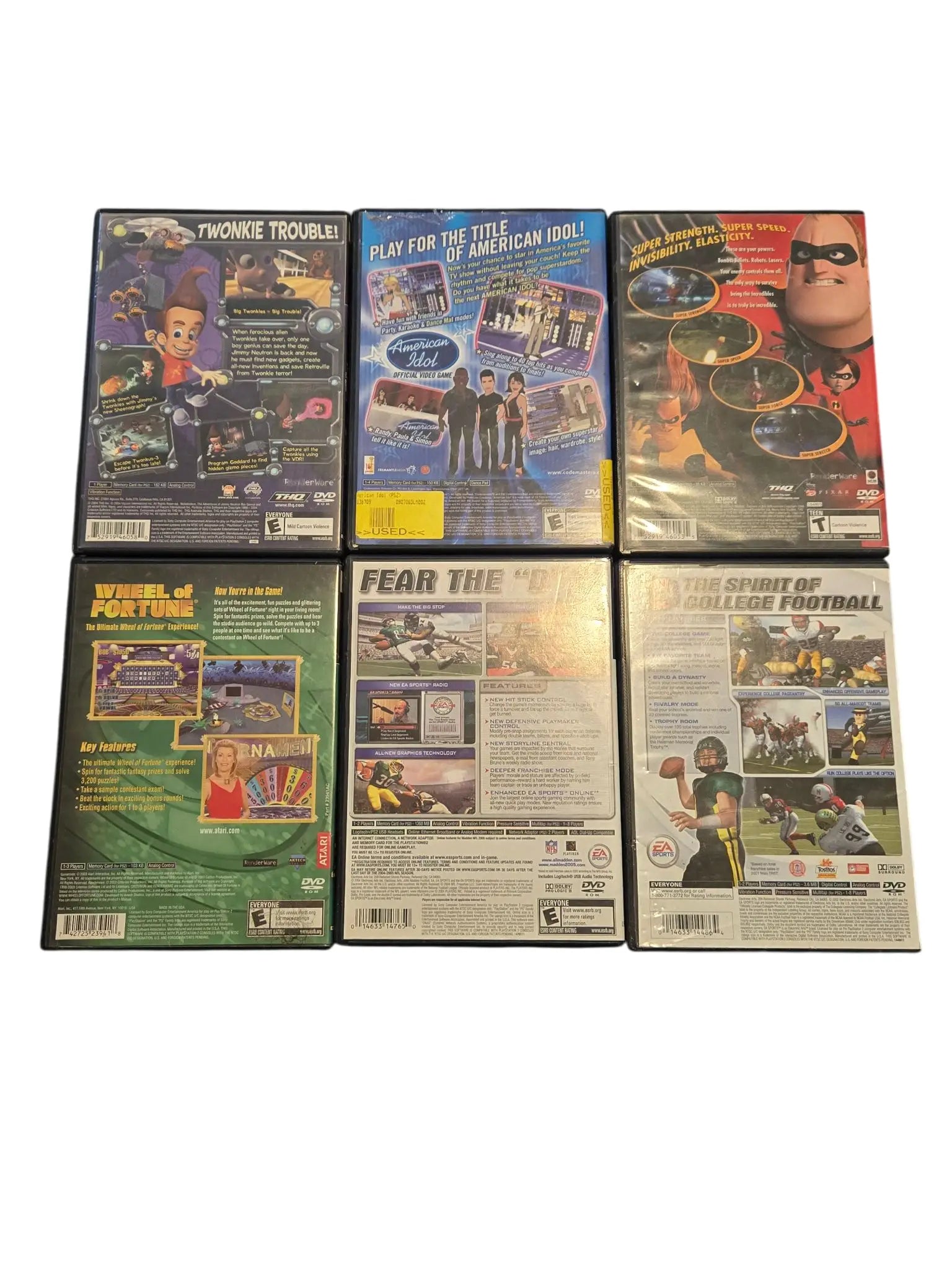 Six PS2 games lot including The Incredibles American Idol and Jimmy Neutron titles