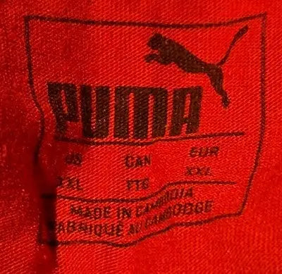 Puma Red Long Sleeve T-shirt XXL Mens clothing tag showing brand and size details