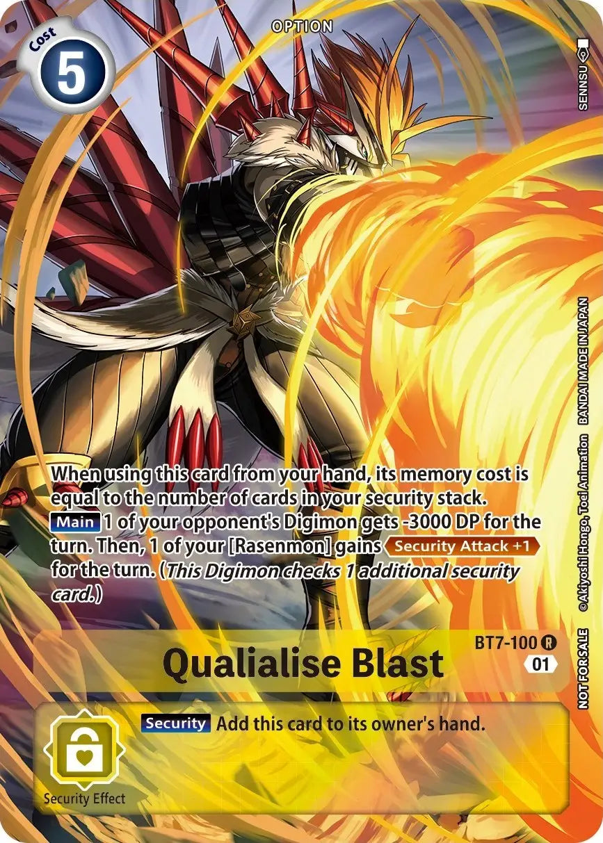 Qualialise Blast BT7-100 trading card from Summer 2022 Adventure Promos Dash Pack