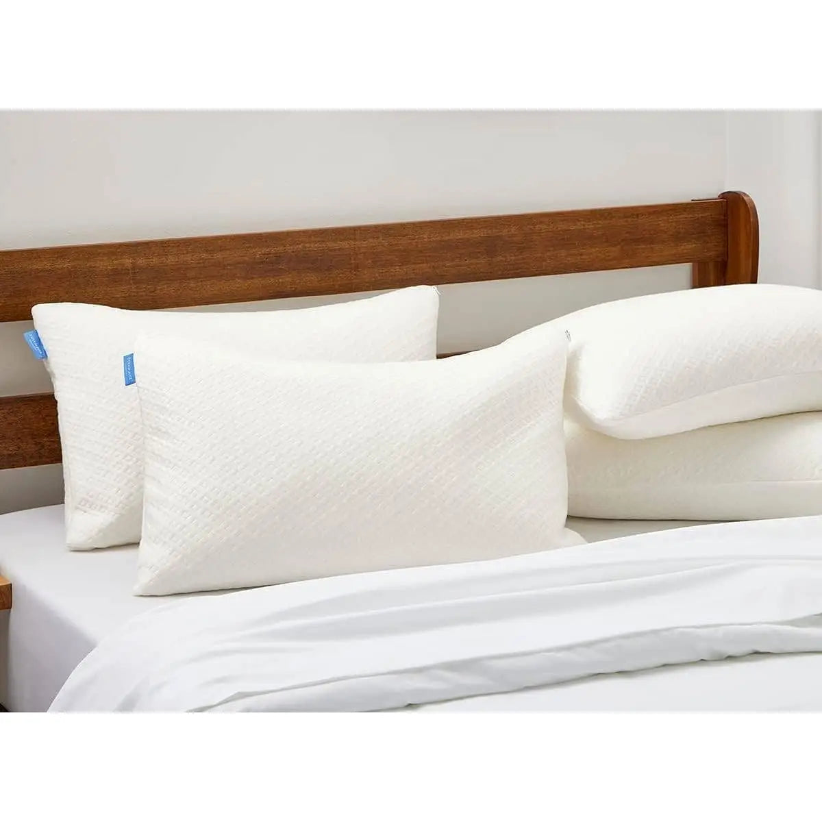 Queen Shredded Memory Foam Pillow with Luxury Soft Cool Bamboo Breathable Cover - Pillows