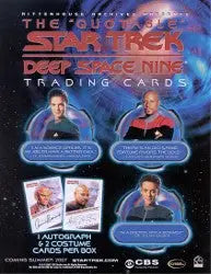 Promotional poster for Quotable Star Trek Deep Space Nine trading cards with character portraits