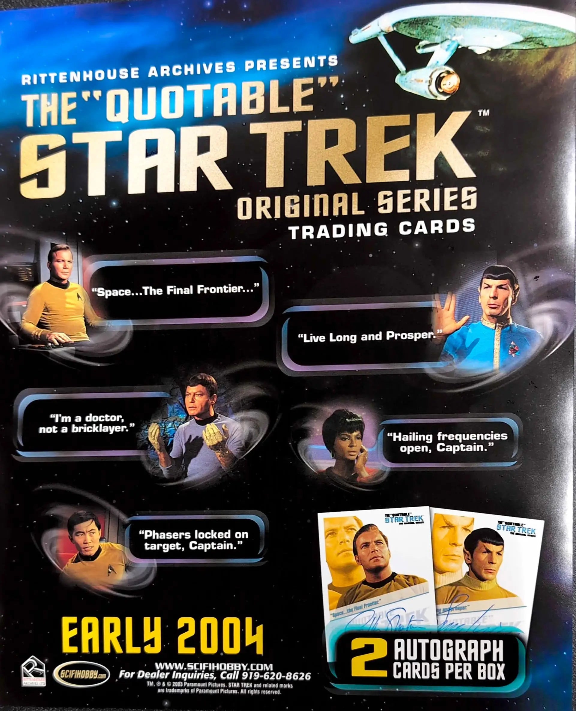 Star Trek trading card advertisement for Quotable Star Trek Original Series sell sheet