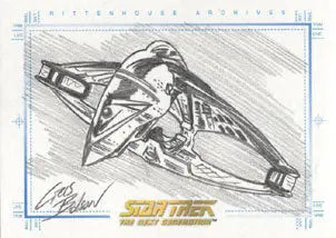 Sleek Romulan Warbird sketch card by Cris Bolson featuring futuristic design elements