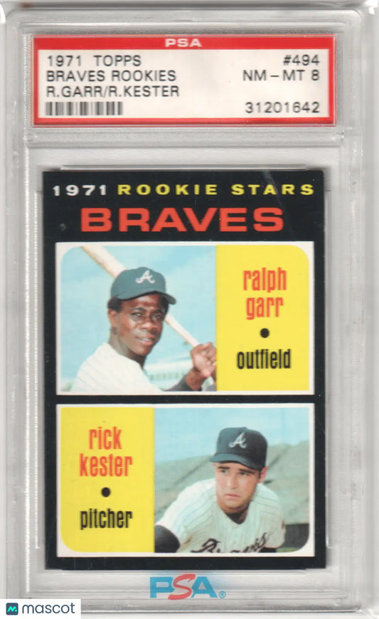 Graded 1971 Topps Braves Rookies baseball card in PSA 8 NM-MT, Columbia Hobby collection