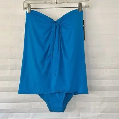 Ralph Lauren women’s blue strapless tankini swimsuit with front tie detail, size 8