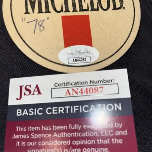 JSA certified Randy Holt signed Michelob beer coaster for Chicago Blackhawks fans